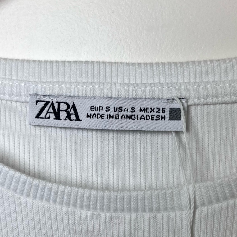 Zara White Ribbed Tank Top Sleeveless Shirt Women’s Size Small S NWT - Picture 9 of 10